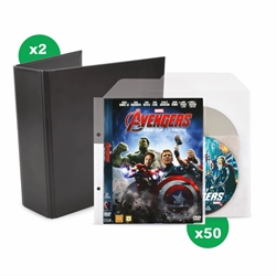 DVD Bundle - 50 Double DVD Sleeves with Felt, 2 DVD Binders