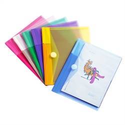 A5 size document holder with Velcro closure, 6 envelopes in assorted colors