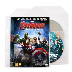 Single / Double DVD sleeve with felt and binder holes for DVD storage - 50 pcs.