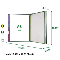 Tarifold Wall Display Unit, 10 Assorted Color Display Pockets, A3 Size, Portrait, 20 Sheet Capacity