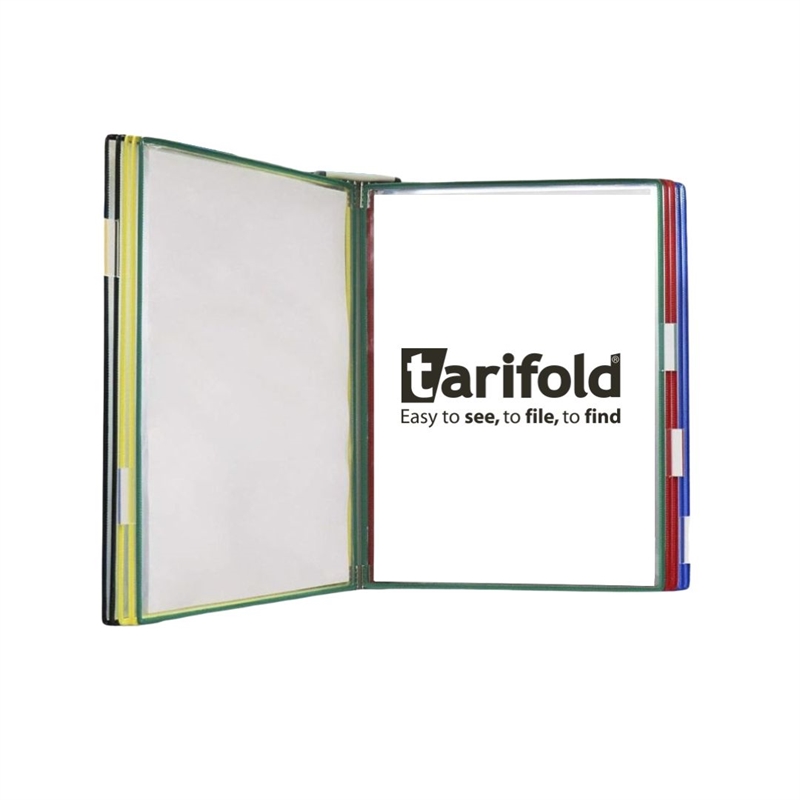 Tarifold Wall Display Unit, 10 Assorted Color Display Pockets, A3 Size, Portrait, 20 Sheet Capacity