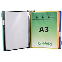 Tarifold Wall Display Unit, 10 Assorted Color Display Pockets, A3 Size, Portrait, 20 Sheet Capacity